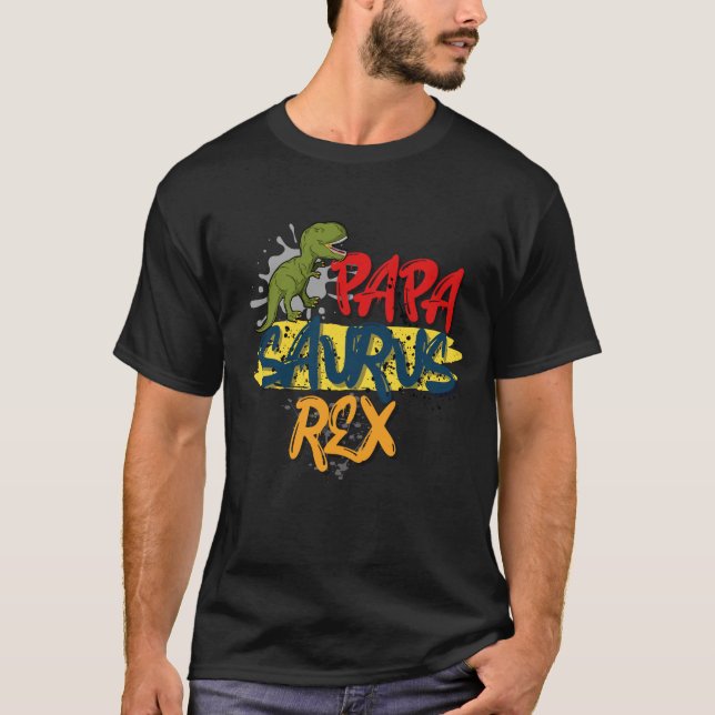 Papasaurus Rex Retro shirt-Funny Far Day-Gift  T Shirt (Framsida)