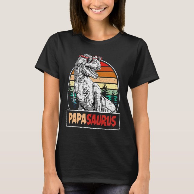 Papasaurus Rex Sunglasses Dino saur Pappa Saurus T Shirt (Framsida)