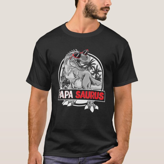 Papasaurus T Rex Dinosaur Funny Pappa Saurus-famil Shirt (Framsida)