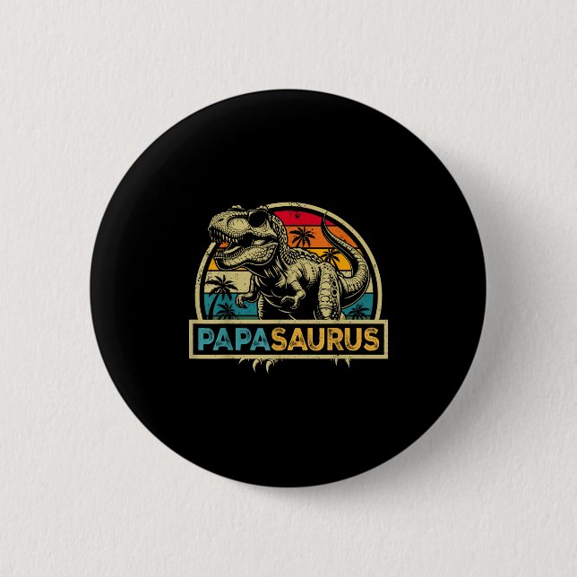 Papasaurus T Rex Dinosaur Papa Saurus Familjematch Knapp (Framsida)