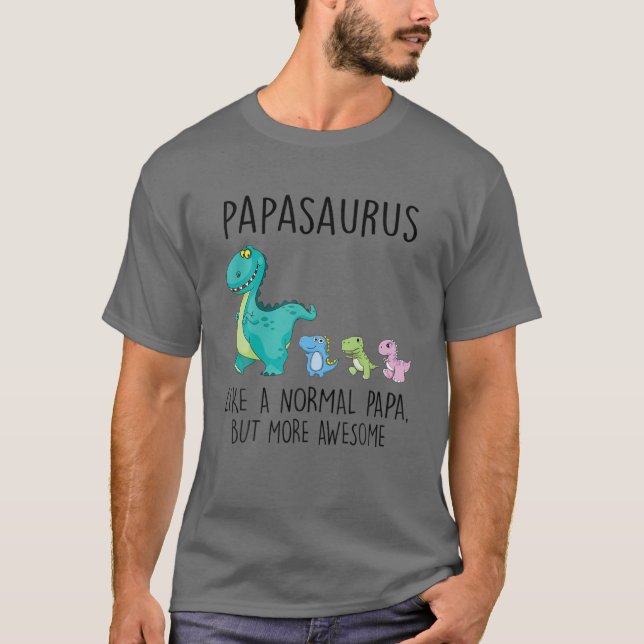 Papasaurus T Rex Dinosaur Pappa Familjematchning T Shirt (Framsida)