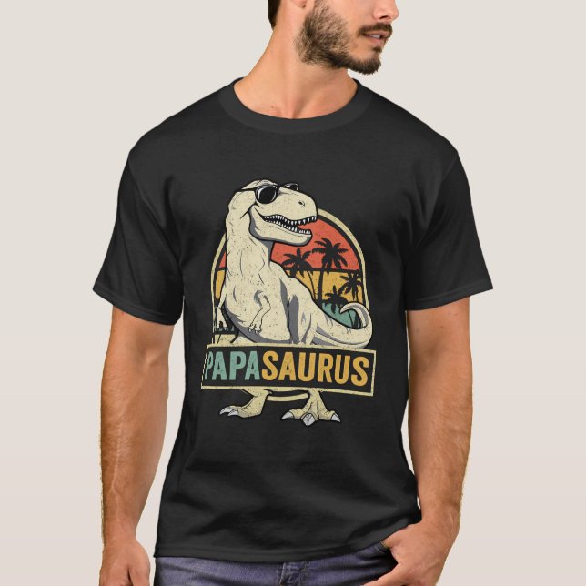 Papasaurus t Rex Dinosaur Pappa Saurus Familj Shirt (Framsida)