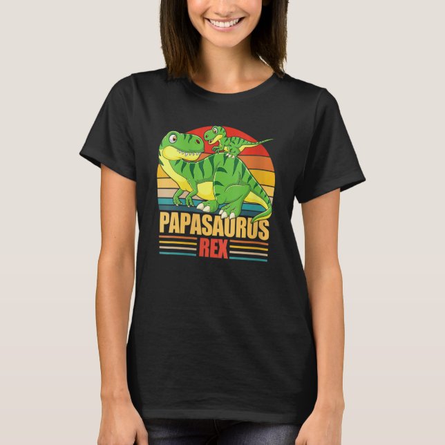 Papasaurus T Rex Pappa Saurus Dinosaur Manar Pappa Shirt (Framsida)