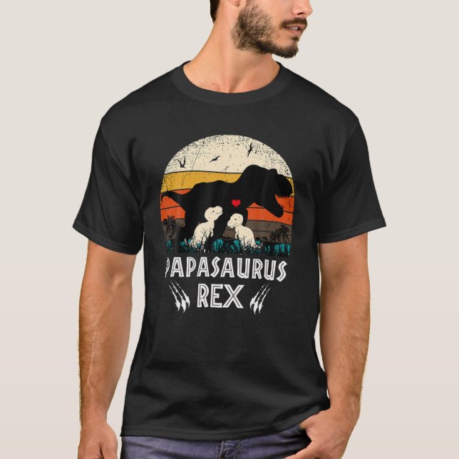 Papasaurus T-Rex Pappa Saurus Dinosaur Manar Pappa T Shirt (Framsida)