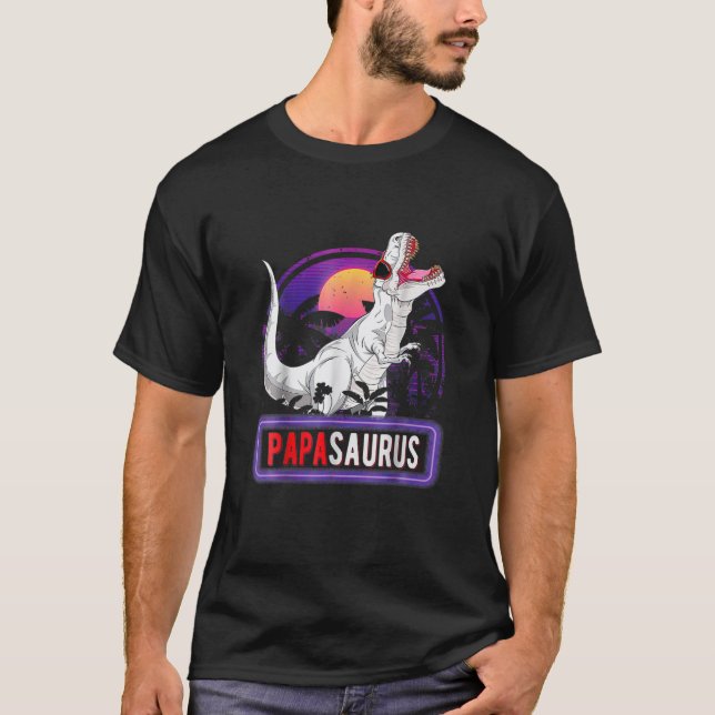 Papasaurus Tee För manar Fars dag Gift 80S Retro (Framsida)