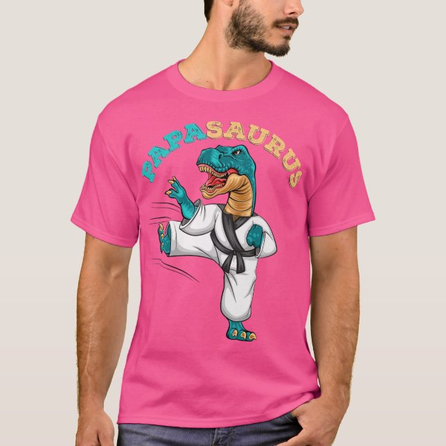 Papasaurus Trex Dinosaur Funny Pappa Saurus Karate T Shirt (Framsida)