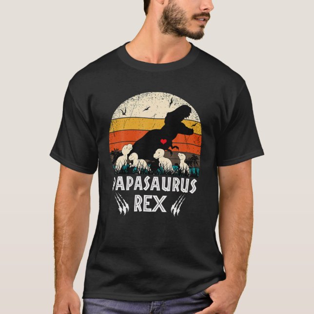 Papasaurus TRex Pappa Saurus Dinosaur Far Dagen T Shirt (Framsida)