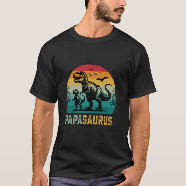 Papasaurus Trex Sonsaurus Funny Pappa Dinosaur Fat T Shirt (Framsida)