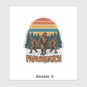 Papasquatch Bigfoot Vintage Solnedgång Vektor Desi Klistermärken