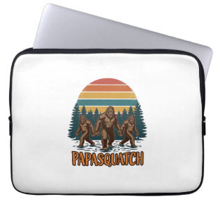 Papasquatch Bigfoot Vintage Solnedgång Vektor Desi Laptop Fodral