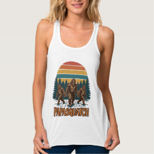 Papasquatch Bigfoot Vintage Sunset Vector Design_1 Linne Med Racerback