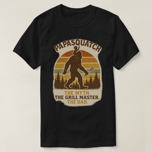 Papasquatch - Myth.. Grill Master. Pappa. T Shirt (Design framsida)