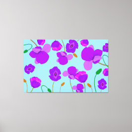 Papaver Poppy Lilac på blek-blå bakgrund Canvastryck