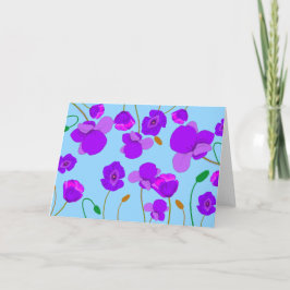 Papaver Poppy Lilac på blek-blå bakgrund Kort