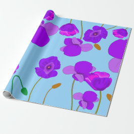Papaver Poppy Lilac på blek-blå bakgrund Presentpapper