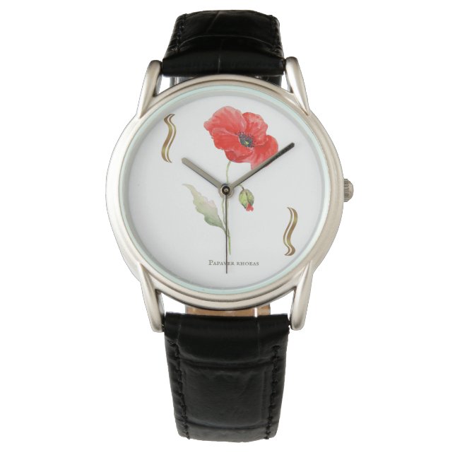 Papaver rhoeas  armbandsur (Framsida)