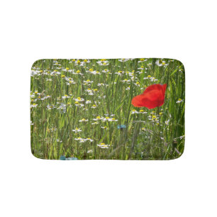 Papaver rhoeas, en röd blomma badrumsmatta