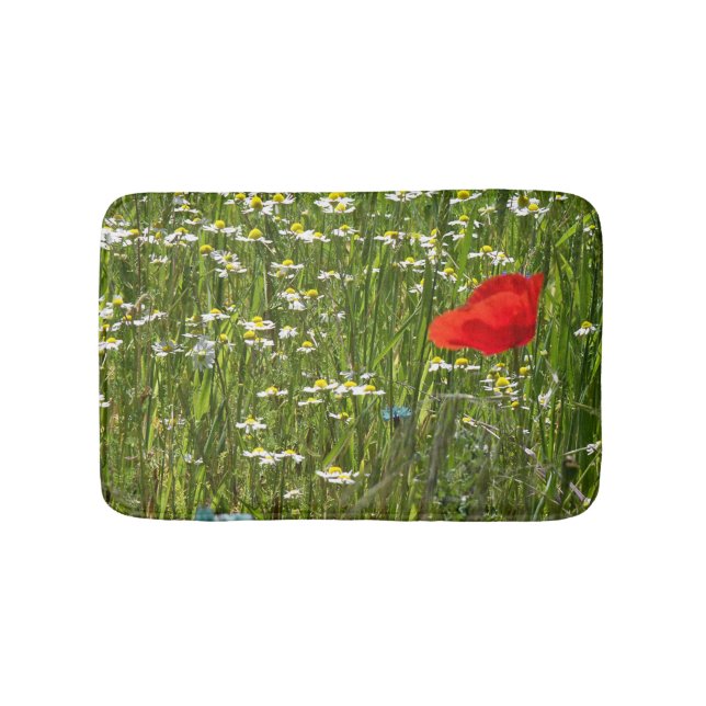 Papaver rhoeas, en röd blomma badrumsmatta (Framsidan)