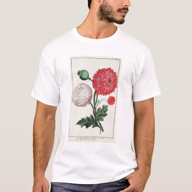 Papaver - somniferum och Papaverrheas som inristas T-shirt (Framsida)