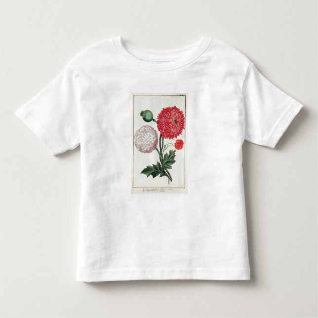 Papaver - somniferum och Papaverrheas som inristas Tee Shirt (Framsida)