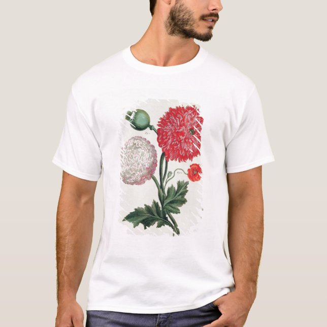 Papaver - somniferum och Papaverrheas som inristas Tee Shirt (Framsida)