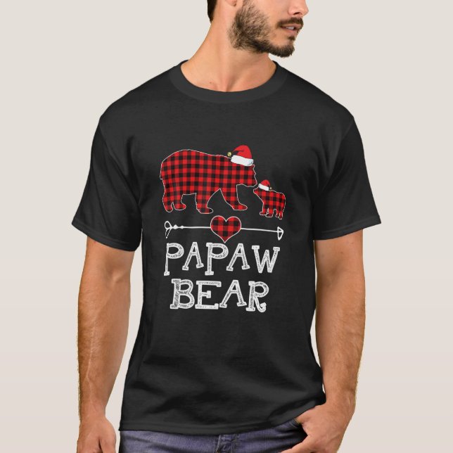 Papaw Bear jul jul Funny Pajama Red Play Buffal T Shirt (Framsida)