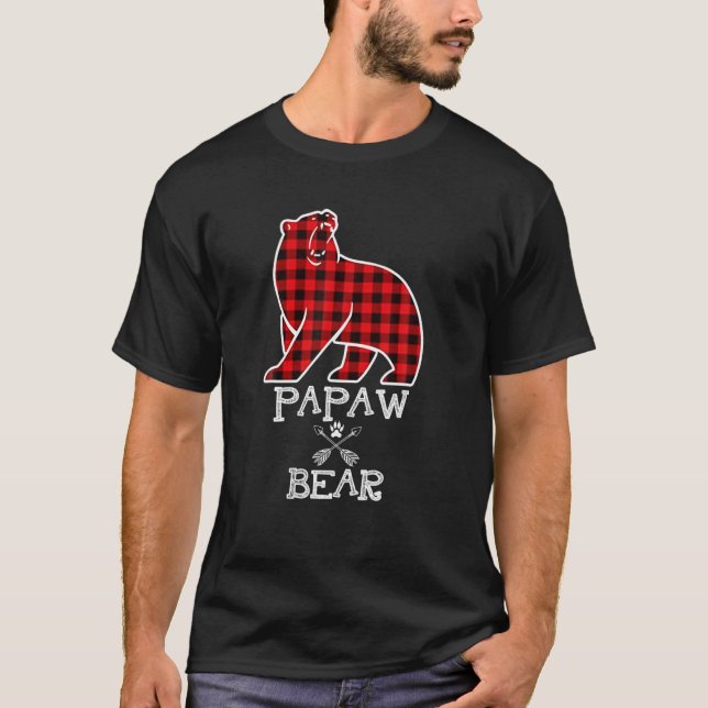 Papaw Bear jul jul Pajama Red Play Buffalo Fami T Shirt (Framsida)