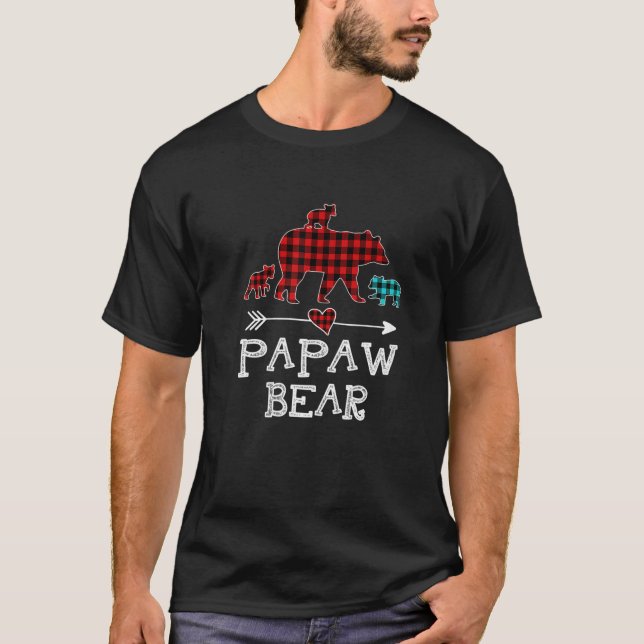 Papaw Bear jul jul Pajama Red Play Buffalo T Shirt (Framsida)