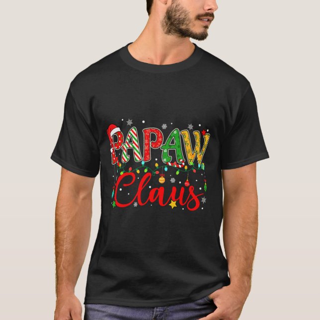 Papaw Claus Christmas Lights Pajama Family Matchin T Shirt (Framsida)