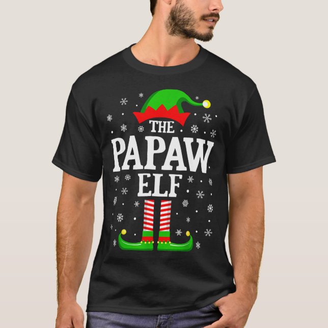 Papaw Elf Funny Christmas Family Matching  T Shirt (Framsida)