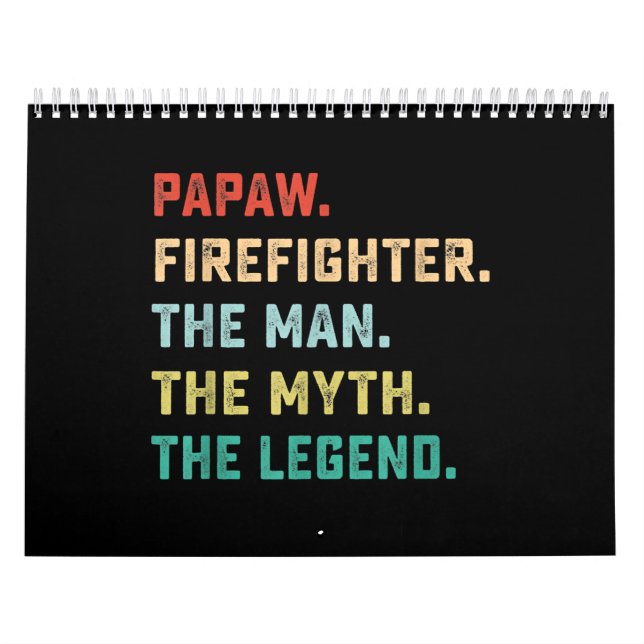 Papaw Firefighter Man Myth Legend Pappa Gifts Kalender (Omslag)