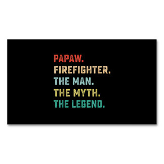 Papaw Firefighter Man Myth Legend Pappa Gifts Magnetiska Visitkort
