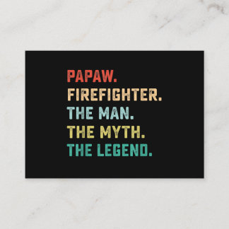 Papaw Firefighter Man Myth Legend Pappa Gifts Visitkort