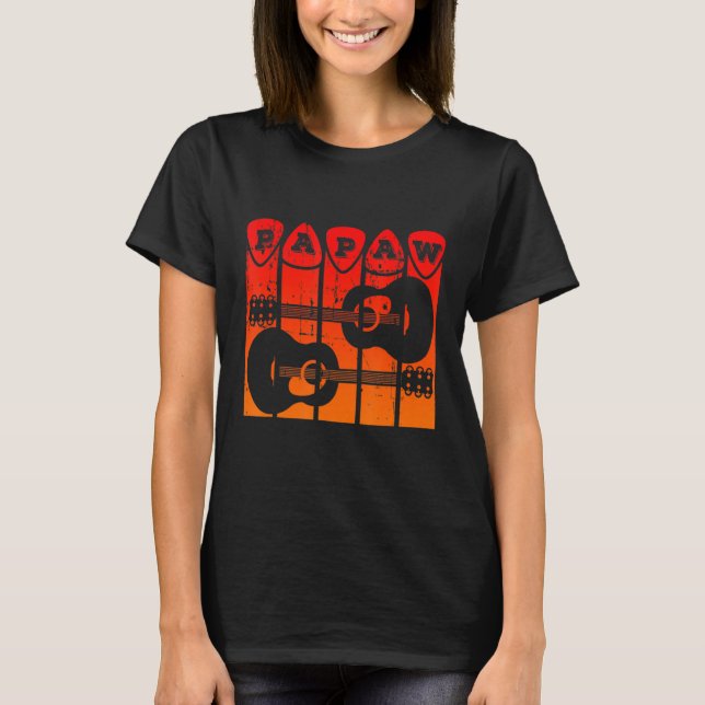 Papaw Gitarr Plektrum Guitar Player Grandpa Retro  T Shirt (Framsida)