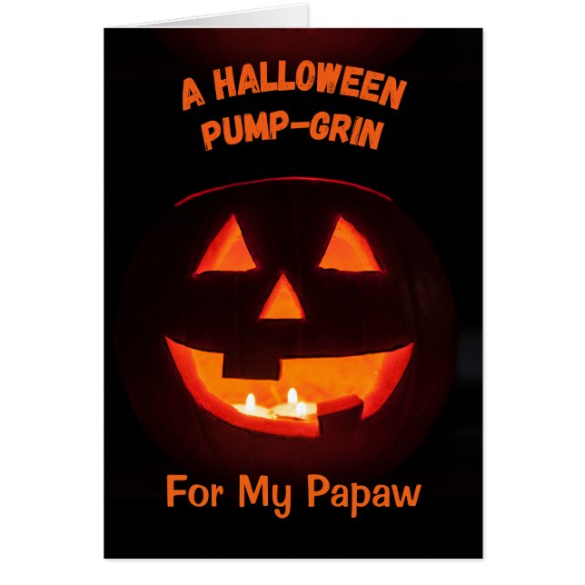 Papaw Halloween Cute Jack o'Lantern Hälsningskort (Framsidan)