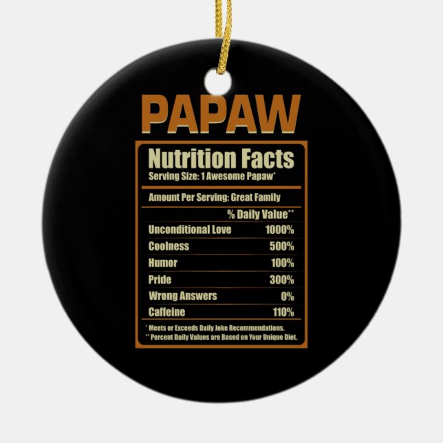 Papaw Nutrition Facts Ovillkorlig Kärlek Julgransprydnad Keramik (Framsidan)