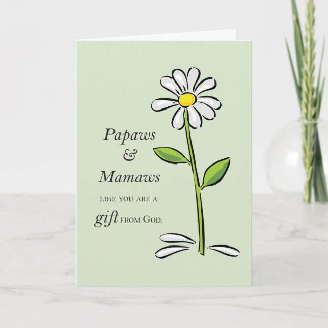 Papaw och Mamaw Gift från Guds Daisy Religiösa Kort (Framsida)