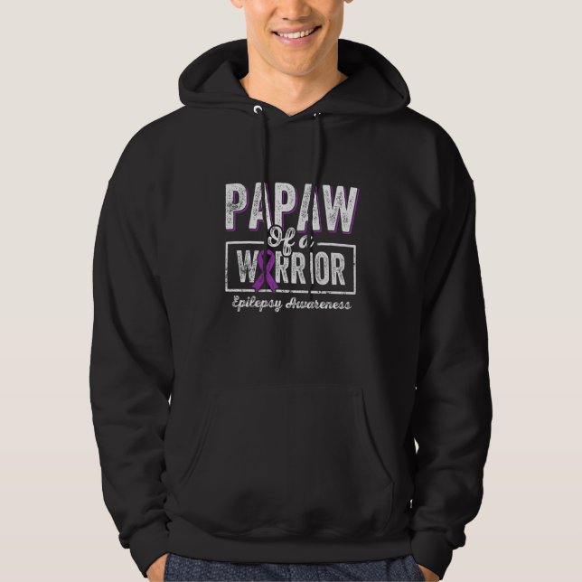 Papaw of a Warrior Epilepsy Papaw Purple Ribbon Su Hoodie (Framsida)