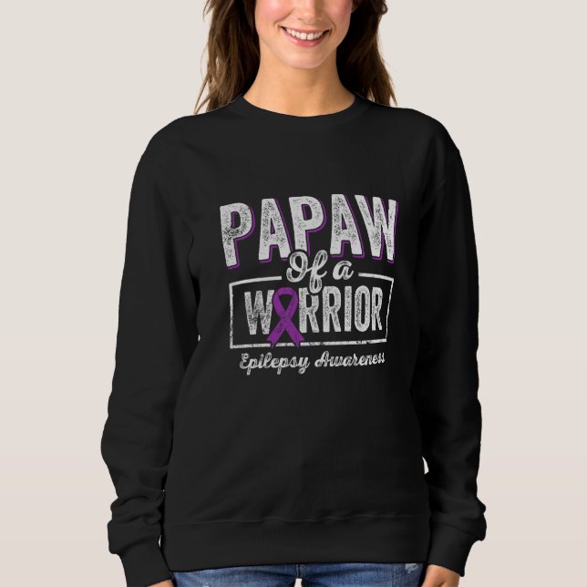 Papaw of a Warrior Epilepsy Papaw Purple Ribbon Su T Shirt (Framsida)