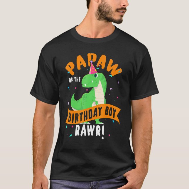Papaw of the Birthday Boy Dinosaur Shirt Funny Cli T (Framsida)