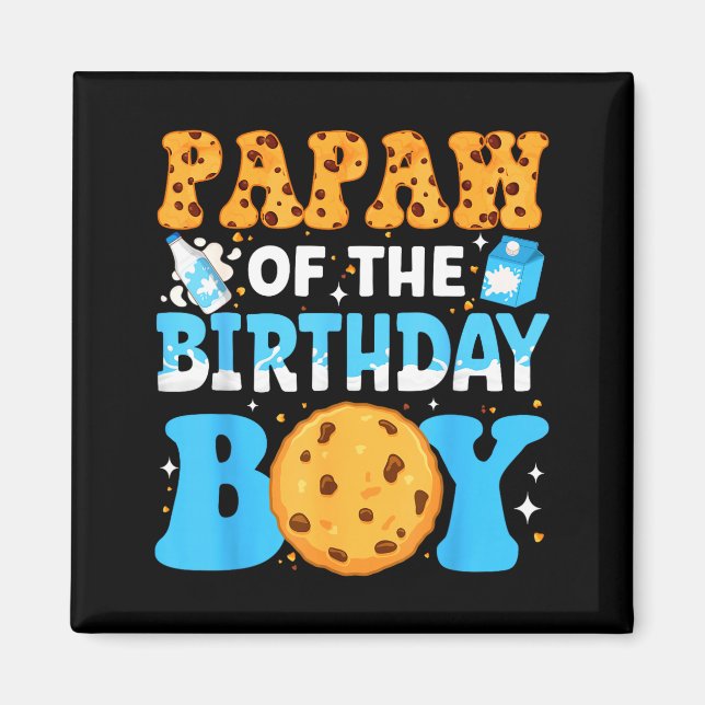 Papaw Of The Birthday Boy Milk And Cookies 1st Bir Magnet (Framsidan)