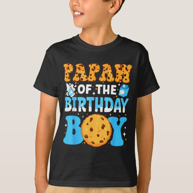 Papaw Of The Birthday Boy Milk And Cookies 1st Bir T Shirt (Framsida)