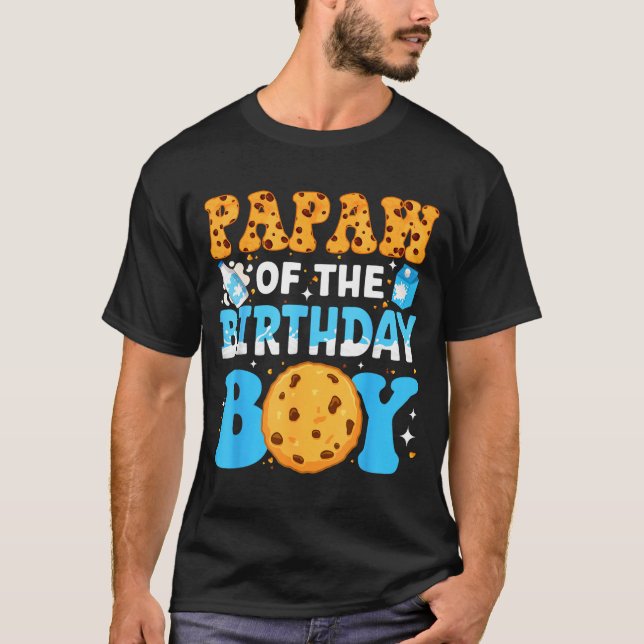 Papaw Of The Birthday Boy Milk And Cookies 1st Bir T Shirt (Framsida)