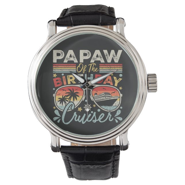 Papaw of the Birthday Cruiser Vacation Vintage Armbandsur (Framsida)