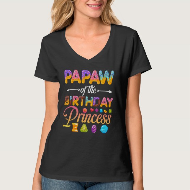 Papaw of the Birthday Princess Donut Birthday Girl T Shirt (Framsida)