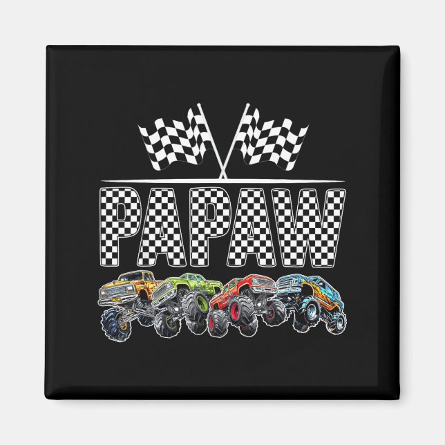 Papaw Retro Monster Truck Family Birthday Matching Magnet (Framsidan)