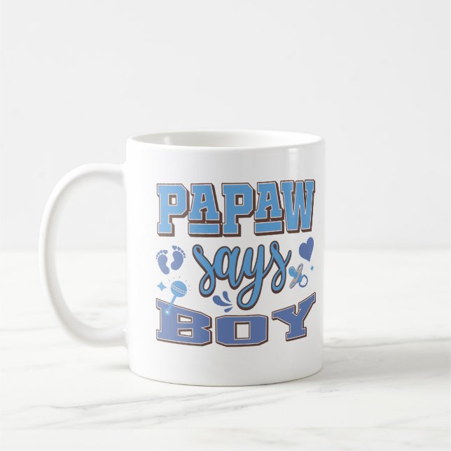 Papaw Says Boy Gravid Announcement Baby Party Kaffemugg (Vänster)