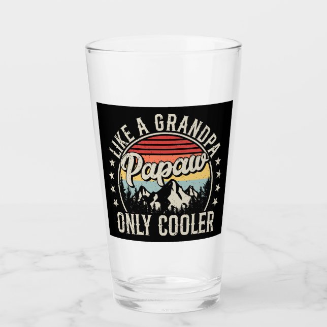 Papaw som en "Grandpa Only Cooler Retro Drinking" Glaskopp (Framsida)