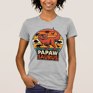 Papawsaurus Retro Dinosaur Solnedgång Vektor Desig T Shirt