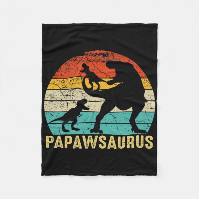Papawsaurus Rex Papaw Dinosaur 2 Barn Fars Dag  Fleecefilt (Framsidan)